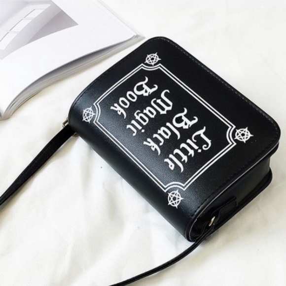 Little Black Magic Book Crossbody Bag Purse - Picture 6 of 7